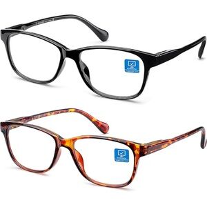 Kenzhou 2 pairs of blue light blocking/computer glasses-black & tortoise frames